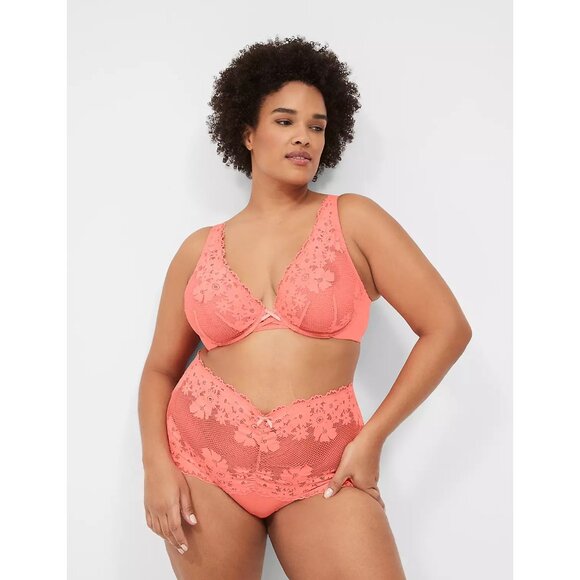 Lane Bryant Cacique Fishnet Lace Wide Side Thong Panty 26/28 - Picture 2 of 3